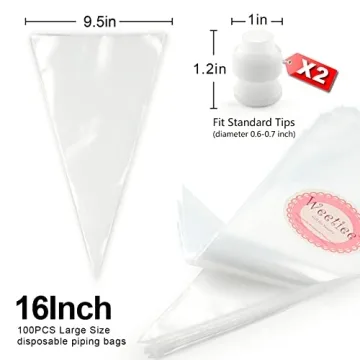 Weetiee 100 Pack Pastry Piping Bags for All Bakers