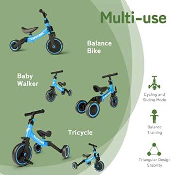 besrey 5 in 1 Toddler Bike for 1 Year to 4 Years Old Kids, Toddler Tricycle Kids Trikes Tricycle, To...