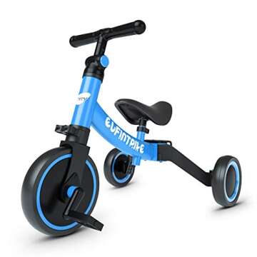 besrey 5 in 1 Toddler Bike for 1 Year to 4 Years Old Kids, Toddler Tricycle Kids Trikes Tricycle, Toys for Boy & Girl, Balance Training, Removable Pedals