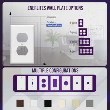 ENERLITES Duplex Wall Plates Kit, Electrical Outlet Covers, Standard Size 1-Gang 4.50" x 2.76", Unbreakable Polycarbonate Thermoplastic, Electric Receptacle Plug Covers, 8821-W-10PCS, White, 10 Pack