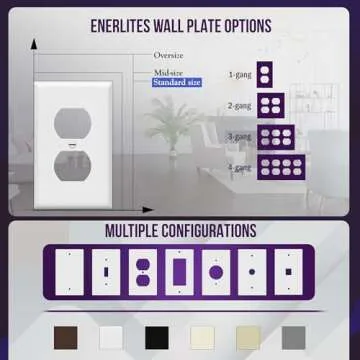 ENERLITES Duplex Wall Plates Kit, Electrical Outlet Covers, Standard Size 1-Gang 4.50" x 2.76", Unbreakable Polycarbonate Thermoplastic, Electric Receptacle Plug Covers, 8821-W-10PCS, White, 10 Pack