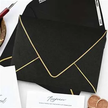 A7 Black Envelopes 5 x 7,50Pack,- For 5x7 Cards| Self Seal| Perfect for Weddings, Invitations, Photos, Graduation, Baby Shower| Thick Luxury Paper|5.25 x 7.25 Inches (Black)