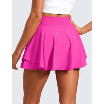 CRZ YOGA Tennis Skirts for Women Crossover High Waisted Ruffle Layered Workout Athletic Golf Skort w...