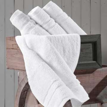 Hawmam Linen White Hand Towels for Bathroom, Set of 4, 16x29 Inch, Premium Turkish Cotton, Highly Ab...