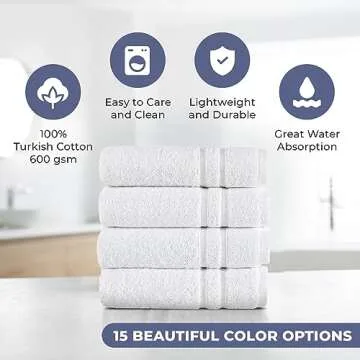 Hawmam Linen Premium Turkish Cotton Hand Towels Set of 4