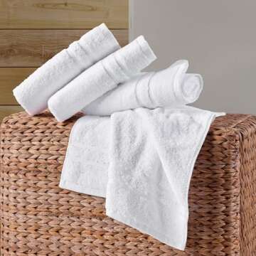 Hawmam Linen White Hand Towels for Bathroom, Set of 4, 16x29 Inch, Premium Turkish Cotton, Highly Absorbent Hotel Collection, Blissful Luxury Spa Feel, White Towels