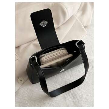 Floerns Women's Y2k Bow Decor Clutch Handbag Flap Leather Shoulder Underarm Bag Trendy Black One-Size