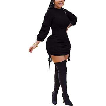 BFFBABY Women's Adjustable Ruched Mini Dress for Events