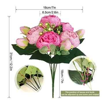 Wcro 4 Pcs Silk Peonies Bouquets for Home Wedding Decoration
