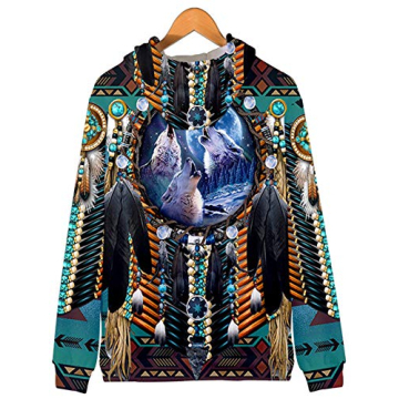 SIAOMA Native American Hoodie With Vibrant Designs