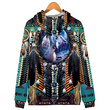 SIAOMA Native American Hoodie With Vibrant Designs