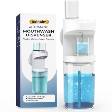 Roinoim Automatic Mouthwash Dispenser, 550ml with Magnetic Cups for Bathroom