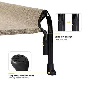 Veehoo Elevated Dog Bed, Outdoor Raised Dog Cots Bed for Medium Dogs, Cooling Camping Elevated Pet Bed with Slope Headrest for Indoor and Outdoor, Washable Breathable, Medium, Beige Coffee, CWC2204