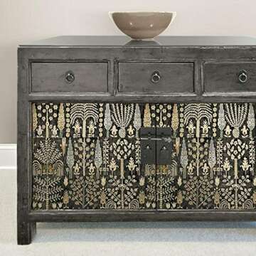 RoomMates RMK11771RL Black and Yellow Persian Ikat Peel and Stick Wallpaper