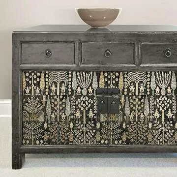 RoomMates RMK11771RL Black and Yellow Persian Ikat Peel and Stick Wallpaper