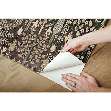 RoomMates RMK11771RL Black and Yellow Persian Ikat Peel and Stick Wallpaper