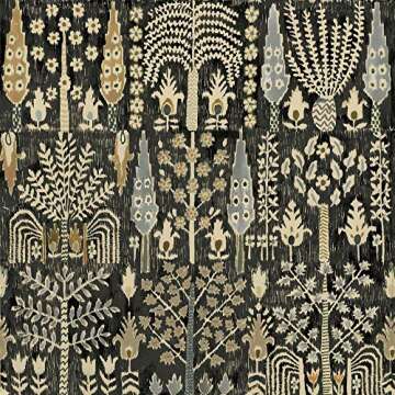 RoomMates RMK11771RL Black and Yellow Persian Ikat Peel and Stick Wallpaper