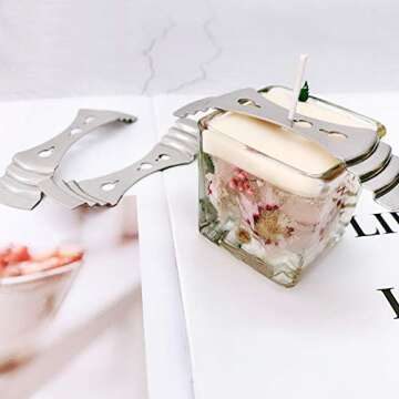 DINGPAI 20pcs Metal Candle Wick Centering Devices, Silver Stainless Steel Candle Wick Holder for Candle Making