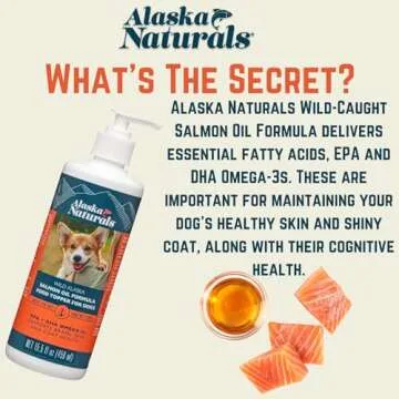 Alaska Naturals Wild Alaskan Salmon Fish Oil Supplement for Dogs Skin and Coat with EPA DHA Omega 3 Fatty Acids Liquid Food Topper 32 oz. Pump