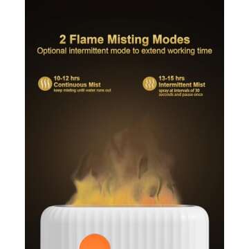 Essential Oil Diffuser with Flame Light, 3 Flame Light Intensity Modes and 2 Adjustable Cool Mist Setting Aromatherapy Diffuser Air Humidifier, 200ml Portable Design,Waterless Auto-Off (White)