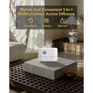 Essential Oil Diffuser with Flame Light, 3 Flame Light Intensity Modes and 2 Adjustable Cool Mist Setting Aromatherapy Diffuser Air Humidifier, 200ml Portable Design,Waterless Auto-Off (White)