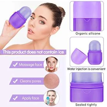 Zopeal Ice Face Roller Mould Holder for Beauty Facial Icing Skin Care Silicone Cube Tool Sphere Brighten Remove Lines(2.6 x 2.1 x 4.9 Inch,Purple)