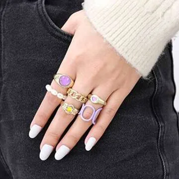 Yokawe Chunky Acrylic Ring Set for Women - Trendy Stackable Jewelry