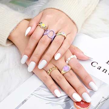 Yokawe Chunky Acrylic Ring Set for Women - Trendy Stackable Jewelry