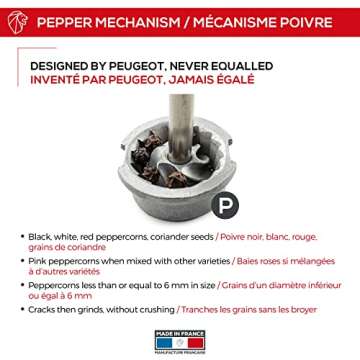 Peugeot - Paris Chef u'Select Manual Pepper Mill - Adjustable Grinder - Stainless Steel