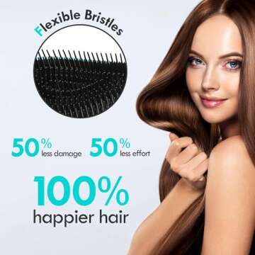 Aussumy Detangling Hair Brush Set - 2 Pack Detangler Hairbrush with Ultra Soft Bristles for Effortless Tangle Removal - For Dry Wet Damaged Curly Hair for Men Women Girls Boys Kids - Black & Green