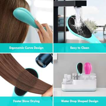 Aussumy Detangling Hair Brush Set - 2 Pack Detangler Hairbrush with Ultra Soft Bristles for Effortless Tangle Removal - For Dry Wet Damaged Curly Hair for Men Women Girls Boys Kids - Black & Green