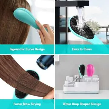 Aussumy Detangling Hair Brush Set - 2 Pack Detangler Hairbrush with Ultra Soft Bristles for Effortless Tangle Removal - For Dry Wet Damaged Curly Hair for Men Women Girls Boys Kids - Black & Green