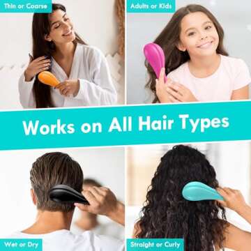 Aussumy Detangling Hair Brush Set - 2 Pack Detangler Hairbrush with Ultra Soft Bristles for Effortless Tangle Removal - For Dry Wet Damaged Curly Hair for Men Women Girls Boys Kids - Black & Green