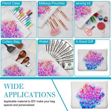 Frienda 50 Pcs Blank Canvas Makeup Bags for DIY