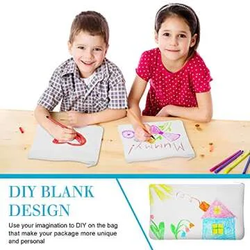 Frienda 50 Pcs Blank Canvas Makeup Bags for DIY