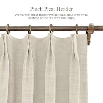 TWOPAGES 72 W x 102 L inch Pinch Pleat Darkening Drape Faux Linen Curtain with Blackout Lining Drapery Panel for Living Room Bedroom Meetingroom Club Theater Patio Door (1 Panel),Sand Beige