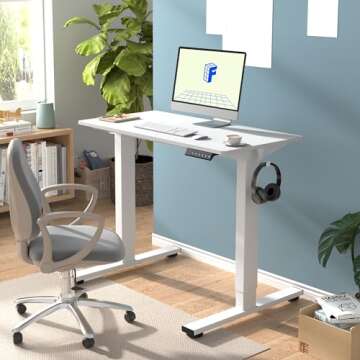FLEXISPOT EN1 One-Piece Adjustable Height Desk 40 x 24 Inches Whole Piece Desktop Small Standing Des...