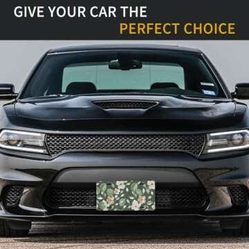 License Plate 6 x 12 Inch Car Front License Plate Hunter Green Floral Petals Pattern License Plate Cover Decoration Plates Tag with 4 Holes Aluminum Vanity Tag for Car