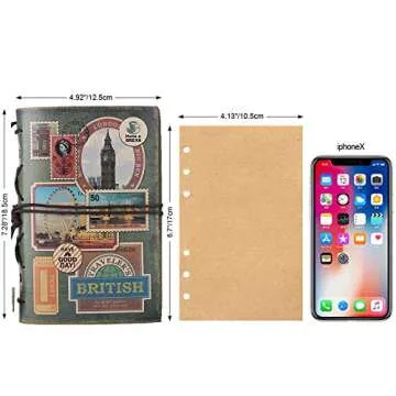 Leather Journal Notebook, MALEDEN Spiral Bound Traveler Notebook for Women Men Thanksgiving Refillable Daily Planner Sketchbook Diary with Zipper Pocket