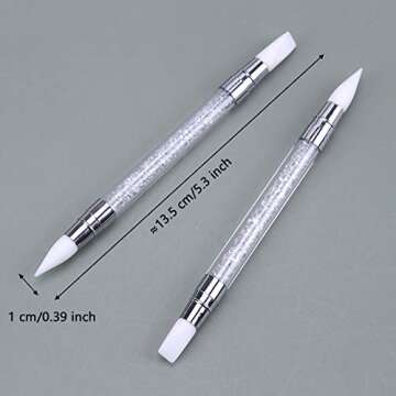 5 Pcs Dual Tipped Silicone Nail Tools Nail Art Sculpture Pen,Silicone Head Acrylic Handle Nail Art Brushes,Nail Art Tools for Home Salon (5 color)