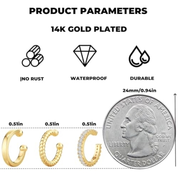 Trendy Gold Ear Cuffs for Women - Hypoallergenic & Stylish