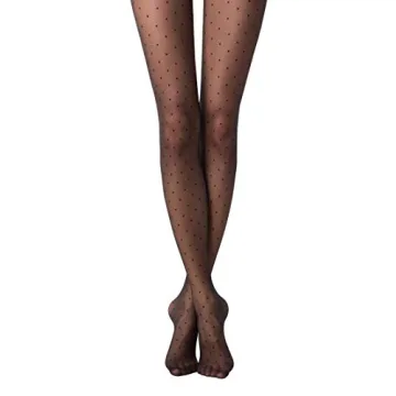 Black Polka Dot Sheer Tights Slimming Stylish 20 Den