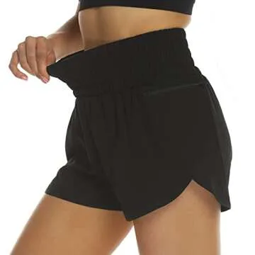 Wansimoo Shorts for Women,Running Shorts for Women,Elastic High Waisted,Gym Yoga Athletic Womens,Summer,Black