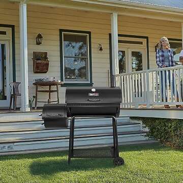 Royal Gourmet CC1830F Grill with Offset Smoker, 811 Sq. Inches Space, Barrel Charcoal BBQ Outdoor Ba...