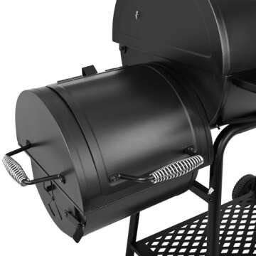 Royal Gourmet CC1830F Grill with Offset Smoker, 811 Sq. Inches Space, Barrel Charcoal BBQ Outdoor Backyard Cooking, Black
