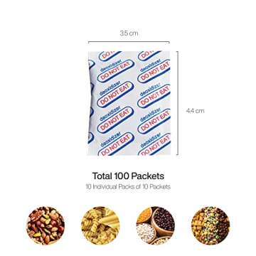 50cc (10 Packs of 10, Total 100 Packets) Oxygen Absorbers for Food Storage, Food Grade Oxygen Absorb...