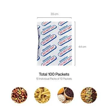 50cc (10 Packs of 10, Total 100 Packets) Oxygen Absorbers for Food Storage, Food Grade Oxygen Absorb...