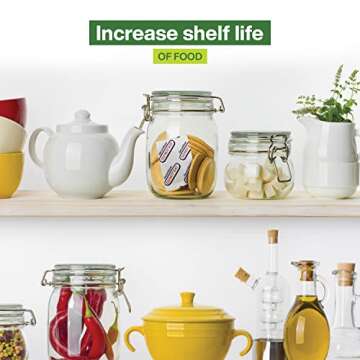 50cc (10 Packs of 10, Total 100 Packets) Oxygen Absorbers for Food Storage, Food Grade Oxygen Absorbers Packets with Oxygen Indicator for Long Term Storage and Preservation (50CC(100-Pack))