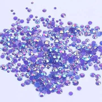 1000pcs 2-6mm Purple AB Resin Rhinestones 3D Non-Hotfix Glitter Round Flatback Strass Gems DIY Nail ...