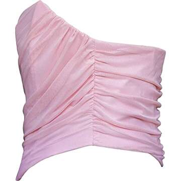 MOALLUOM Mesh Corset Crop Top Bustier Underbust Boned Backless Sleeveless Strapless Off Shoulder Aesthetic for Women Y2K